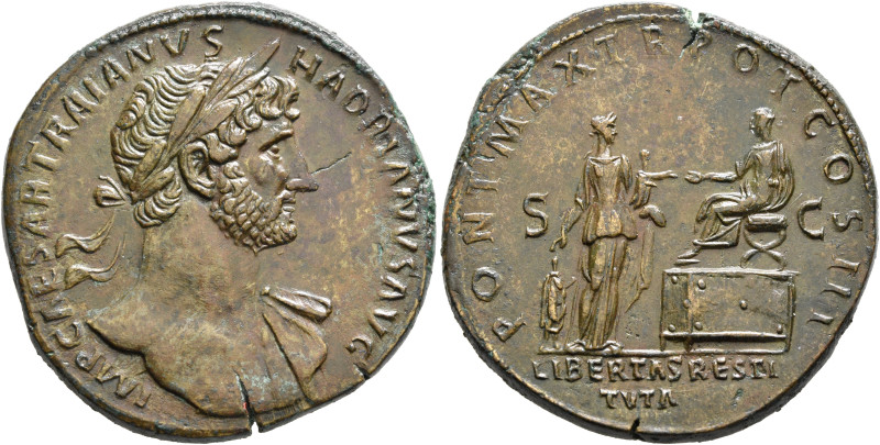 Hadrian, 117-138. Sestertius (Orichalcum, 33 mm, 21.00 g, 6 h), Rome, 119-120. I...