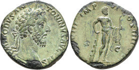 Commodus, 177-192. Sestertius (Orichalcum, 29 mm, 21.55 g, 1 h), Rome, 183. [M] COMMODVS ANTONINVS AVG PIVS Laureate head of Commodus to right. Rev. [...