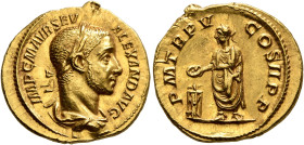 Severus Alexander, 222-235. Aureus (Gold, 20 mm, 6.65 g, 12 h), Rome, 226. IMP C M AVR SEV ALEXAND AVG Laureate and draped bust of Severus Alexander t...