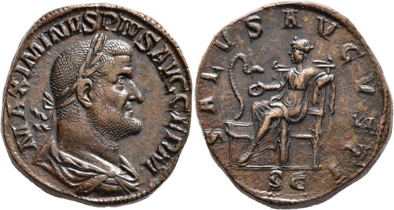 Maximinus I, 235-238. Sestertius (Orichalcum, 28 mm, 24.24 g, 1 h), Rome, 237-23...