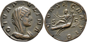Diva Paulina, died before 235. Sestertius (Orichalcum, 30 mm, 18.66 g, 12 h), Rome, 236. DIVA PAVLINA Veiled and draped bust of Diva Paulina to right....
