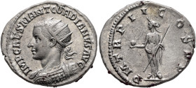Gordian III, 238-244. Antoninianus (Silver, 22 mm, 4.49 g, 12 h), Antiochia, 239. IMP CAES M ANT GORDIANVS AVG Radiate and cuirassed bust of Gordian I...