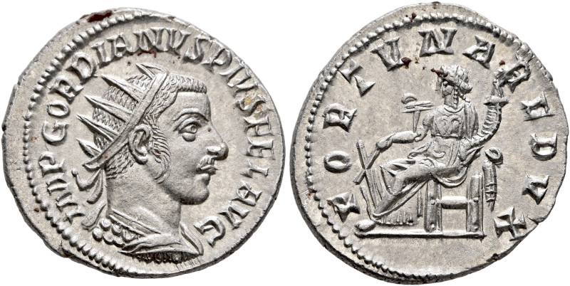 Gordian III, 238-244. Antoninianus (Silver, 22 mm, 4.14 g, 1 h), Antiochia, 243-...