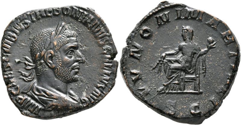 Trebonianus Gallus, 251-253. Sestertius (Orichalcum, 28 mm, 18.24 g, 12 h), Rome...
