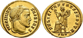 Maximinus II, as Caesar, 305-309. Aureus (Gold, 21 mm, 5.29 g, 7 h), Ticinum, 305-306. MAXMINV-S NOB CAES Laureate head of Maximinus II to right. Rev....