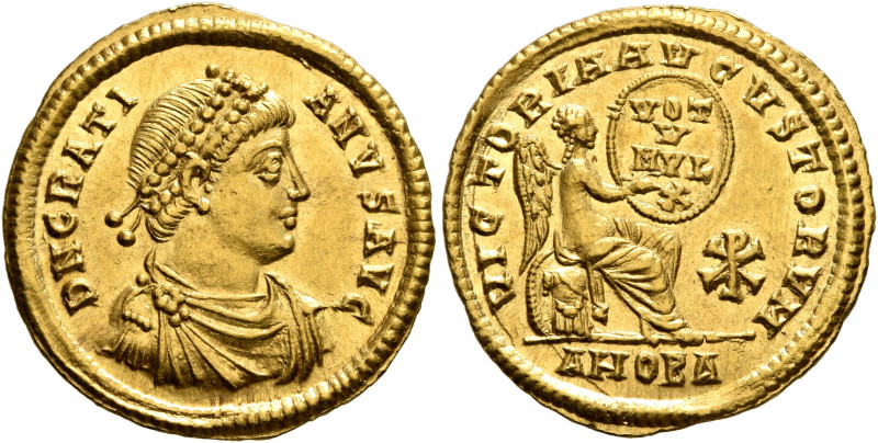 Gratian, 367-383. Solidus (Gold, 21 mm, 4.45 g, 6 h), Antiochia, 372. D N GRATI-...