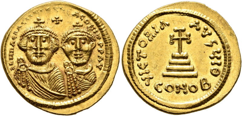 Heraclius, with Heraclius Constantine, 610-641. Solidus (Gold, 20 mm, 4.45 g, 6 ...