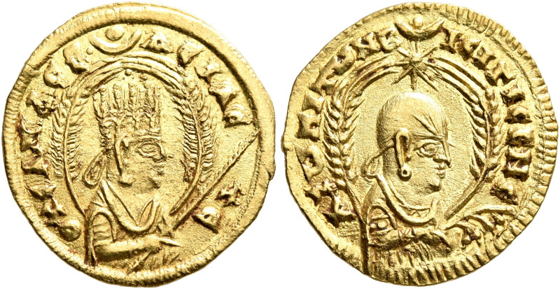 Ousanas I, circa 325-345. Chrysos (Gold, 18 mm, 2.20 g, 12 h). ΟΥCΑΝAC Β•-ACIΛЄ-...