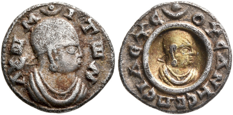 Ousanas I, circa 325-345. Chrysargyros (Gilt Silver, 12 mm, 0.76 g, 1 h). ΑξⲰΜ-Ι...