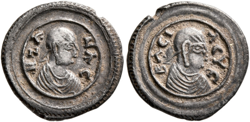Ezanas, circa 345-380. 3 Argyroi (Silver, 14 mm, 1.09 g, 12 h), pagan types, cir...