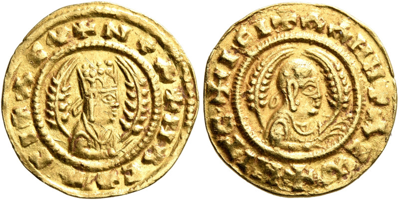 Ezanas, circa 345-380. Chrysos (Gold, 17 mm, 1.57 g, 12 h), Christian types, pos...
