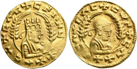 Nezana/Nezool, circa 480s-500. Chrysos (Gold, 17 mm, 1.62 g, 12 h), anonymous type. ✠CΛΧ✠ΛCΛ✠CΛC✠CNI Draped half-length bust of Nezana/Nezool to right...