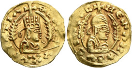 Nezana/Nezool, circa 480s-500. Chrysos (Gold, 17 mm, 1.61 g, 12 h). ΘЄΟΥ Є-ΥΧΛΡΙCΤΙΛ Draped half-length bust of Nezana/Nezool to right, wearing tiara ...