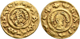 Alla Amidas/Armeha, before 540-550s. Chrysos (Gold, 17 mm, 1.49 g, 11 h). ✠ΑΛΛΑ ΑΜΙΔΑC Draped half-length bust of Alla Amidas/Armeha to right, wearing...