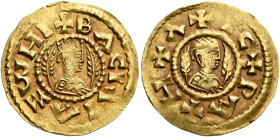 Israel, second half of the 570s. Chrysos (Gold, 18 mm, 1.52 g, 12 h). ✠BACIΛΙ AξⲰΜΙ Draped half-length bust of Israel to right, wearing tiara and circ...