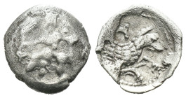Lykaonia. Laranda. (324-323 BC) AR Obol. Obv: Baaltras seated left. Rev: forepart of wolf right. Weight 0.55 gr - Diameter 11 mm