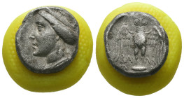 Pontos. Amisos. (400-350 BC) AR Drachm. Obv: head of Tyche left. Rev: owl standing facing. Weight 4.05 gr - Diameter 16 mm