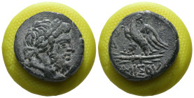 Pontos. Amisos. Mithradates VI. (85-65 BC). Bronze Æ. Pergamon. Obv: laureate head of Zeus right. Rev: eagle standing left on thunderbolt. Weight 8.59...