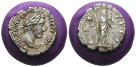 Antoninus Pius. (152-153 AD) AR Denar. Rome. Obv: ANTONINVS AVG PIVS P P TR P XVI. laureate bust of Antoninus Pius right. Rev: COS IIII. Fortuna stand...