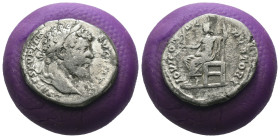 Septimius Severus. (198 AD) AR Denar. Rome. Obv: L SEPT SEV PERT AVG IMP. laureate bust of Septimius Severus right. Rev: IOVI CONSERVATORI. Jupiter se...