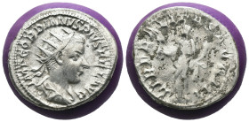 Gordian III. (238-244 AD) AR Antoninian. Antioch. Obv: IMP GORDIANVS PIVS FEL AVG. radiate and cuirassed bust of Gordian right. Rev: LIBERALITAS AVG. ...