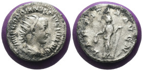 Gordian III. (238-244 AD) AR Antoninian. Antioch. Obv: IMP GORDIANVS PIVS FEL AVG. radiate and cuirassed bust of Gordian right. Rev: LIBERALITAS AVG. ...