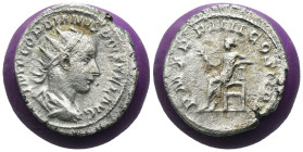 Gordian III. (238-244 AD) AR Antoninian. Antioch. Obv: IMP GORDIANVS PIVS FEL AVG. laureate bust of Gordian right. Rev:P M TR P III COS II P P. Apollo...