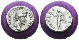 Antoninus Pius. (143-144 AD) AR Denar. Rome. Obv: ANTONINVS AVG PIVS P P TR P COS III. laureate bust of Antoninus Pius right. Rev:IMPERATOR II. Victor...