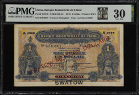 (t) CHINA--FOREIGN BANKS. Banque Industrielle de Chine. 1 Swatow Mexican Dollar, Swatow overprinted on Shanghai, 1915. P-S397D. S/M#C254-1d. PMG Very ...