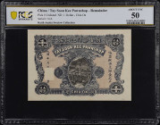 (t) CHINA--MISCELLANEOUS. Tay Soon Kee Pawnshop, Chaoan Distrct. 1 Dollar, ND. P-Unlisted. Remainder. PCGS Banknote About Uncirculated 50.
Blue and b...
