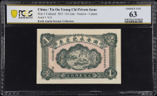 (t) CHINA--MISCELLANEOUS. Tie On Young Chi Private Issue, Chaoan District. 10 Cents, 1935. P-Unlisted. PCGS Banknote Choice Uncirculated 63. Paper Thi...
