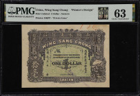 (t) CHINA--MISCELLANEOUS. Wing Sang Chong, Swatow. 1 Dollar. P-Unlisted. Printer's Design. PMG Choice Uncirculated 63. Previously Mounted.
Black on g...