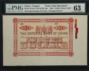 CHINA--EMPIRE. Imperial Bank of China. 1 Dollar, Shanghai, 1898. P-A51cts. S/M#C293-10a. PMG Choice Uncirculated 63. Uniface Obverse Color Trial Speci...