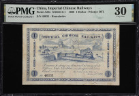 CHINA--EMPIRE. Imperial Chinese Railways. 1 Dollar, 1899. P-A59r. S/M#S13-1. Remainder. PMG Very Fine 30.
Serial number 46631. Blue on white paper, s...