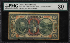 (t) CHINA--REPUBLIC. Bank of China. 1 Dollar, 1912. P-25e. S/M#C294-30e. PMG Very Fine 30.
Serial number S912105. Green and multicolour, Huangdi at l...