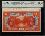 (t) CHINA--REPUBLIC. Bank of China. 10 Dollars or Yuan, 1918. P-53s1. S/M#C294-102. Specimen. PMG Gem Uncirculated 65 EPQ.
(S/M #C294-102) Fukien. 10...