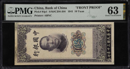 (t) CHINA--REPUBLIC. Bank of China. 10 Yuan, 1941. P-94p1. Uniface Obverse Proof on Card. PMG Choice Uncirculated 63. Previously Mounted, Ink.
Printe...