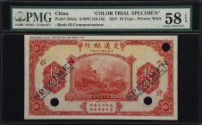 CHINA--REPUBLIC. Bank of Communications. 10 Yuan, 1924. P-136cts. S/M#C126-162. Color Trial Specimen. PMG Choice About Uncirculated 58 EPQ.
Orange-re...