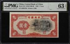 (t) CHINA--REPUBLIC. Lot of (3). Central Bank of China. 1 & 100 Yuan, 1936-42. P-210, 211a & 249a. S/M#C300-90, S/M#C300-92 & S/M#C300-175. PMG About ...