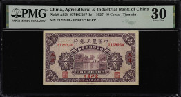 CHINA--REPUBLIC. Lot of (2). Agricultural & Industrial Bank of China. 10 & 20 Cents, 1927. P-A92b & A94Ab. S/M#C287-1c & C287-3b. PMG Very Fine 30 & 3...