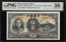 CHINA--REPUBLIC. Lot of (2). Bank of China. 1 & 5 Yuan, 1935-36. P-77b & 78. PMG Choice About Uncirculated 58 Stains to Choice Uncirculated 63.
Seria...