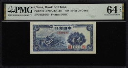 (t) CHINA--REPUBLIC. Bank of China. 20 Cents, ND (1940). P-83. S/M#C294-231. PMG Choice Uncirculated 64 EPQ.
Serial number 0329185. Printed by Da Tun...