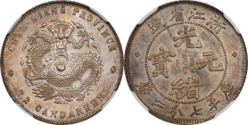 (t) CHINA. Chekiang. 7.2 Candareens (10 Cents), ND (1898-99). Hangchow Mint. Kuang-hsu (Guangxu). NGC MS-61.
L&M-285; K-122; KM-Y-52.4; WS-1022. A si...