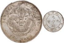 (t) CHINA. Chihli (Pei Yang). 7 Mace 2 Candareens (Dollar), Year 34 (1908). Tientsin Mint. Kuang-hsu (Guangxu). PCGS AU-58.
L&M-465; cf. K-208 (for t...