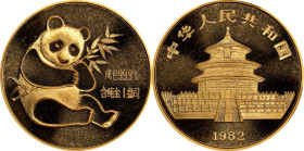 CHINA. Medallic Gold Ounce, 1982. Panda Series. PCGS MS-69.
cf.Fr-B4; KMX-MB11; PAN-2A. The ever popular first year of issue medallic type, this type...
