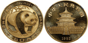 CHINA. Gold 50 Yuan, 1983. Panda Series. NGC MS-69.
Fr-B5; KM-71; PAN-7A. Residing at the precipice of perfection, this dazzling entrant from the eve...