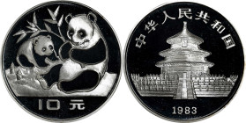 CHINA. Silver 10 Yuan, 1983. Panda Series. PCGS PROOF-69 Deep Cameo.
KM-67; PAN-11A. Mintage: 10,000. Unsurpassed in the PCGS census, this dazzling a...