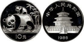 CHINA. Silver 10 Yuan, 1985. Panda Series. PCGS PROOF-69 Deep Cameo.
KM-114; PAN-27A. Mintage: 10,000. A charming and early panda issue, this nearly ...