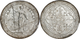 GREAT BRITAIN. Trade Dollar, 1908/7-B. Bombay Mint. Edward VII. PCGS MS-63.
KM-T5; Mars-BTD1; Prid-18 var. (regular date). Overdate variety. A less c...