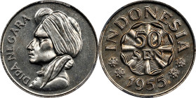 INDONESIA. 50 Sen, 1955. Birmingham (Kings Norton) Mint. PCGS SPECIMEN-65.
KM-10.1.
Provenance: Ex. Kings Norton Mint Collection. 

Estimate: $275